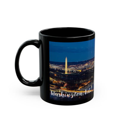 Washington DC Nighttime Skyline - 11oz Black Mug