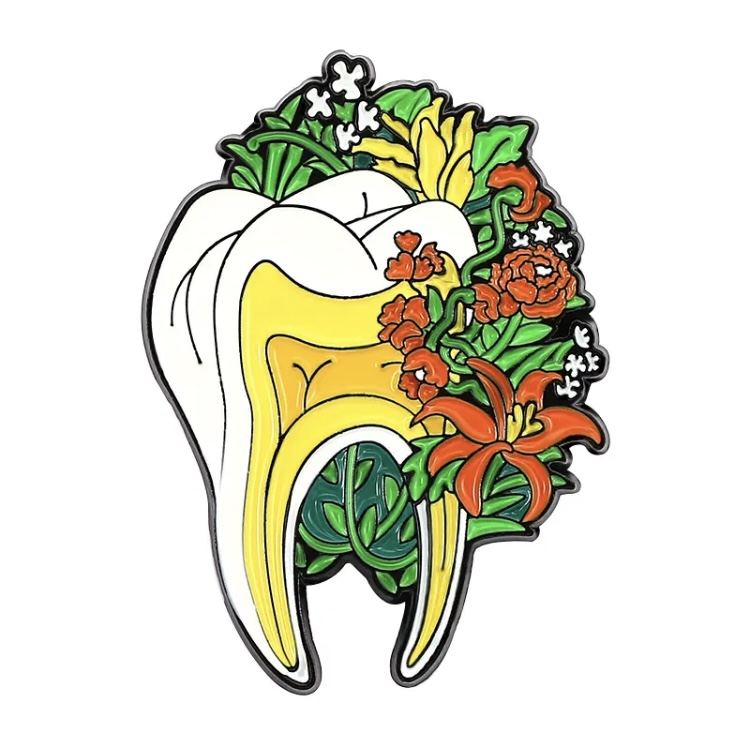Floral Tooth Enamel Pin