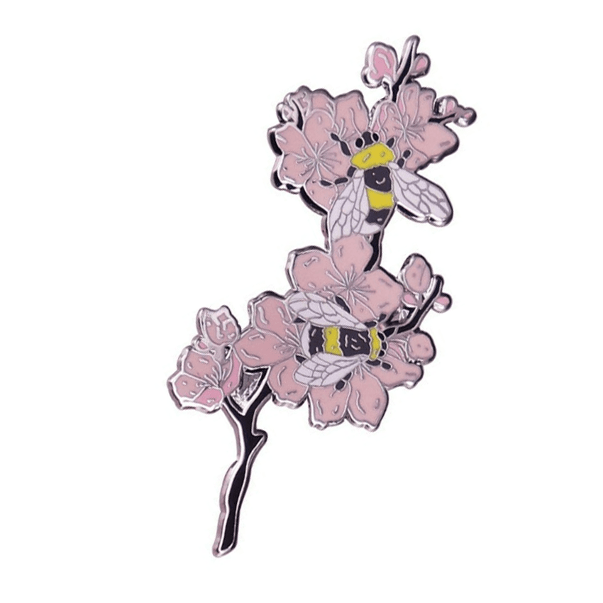 Cherry Blossom w/ Bees Enamel Pin