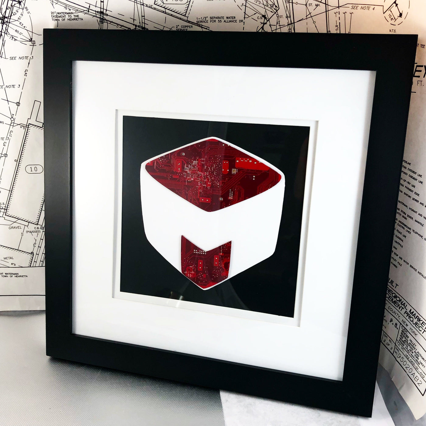 custom logo framed art made from recycled circuit boards