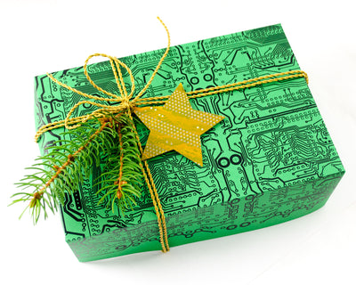 circuit board gift box with ornament gift topper