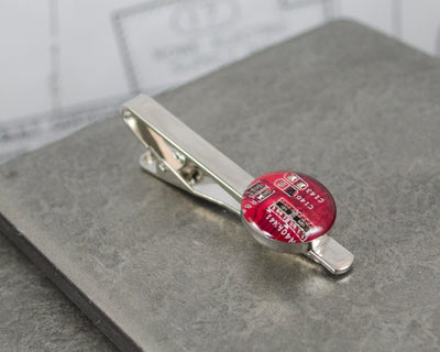 Circuit Board Tie Bar Red, Recycled Computer Tie Clip, Circuit Board Jewelry, Geeky Gift, Techie Gift, Engineer Gift, Engineer Graduation