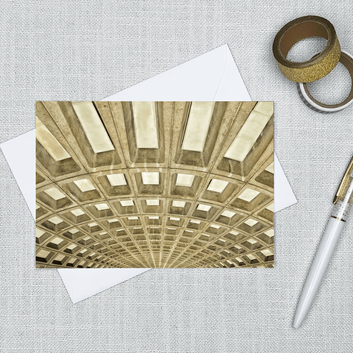 Image of a 4.13" x 5.83" greeting card with the Washington, D.C. Metro Station
