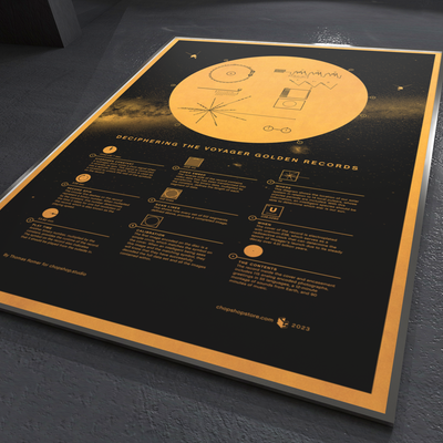 Golden Record Explained Archival Print: 12" x 18" Framed