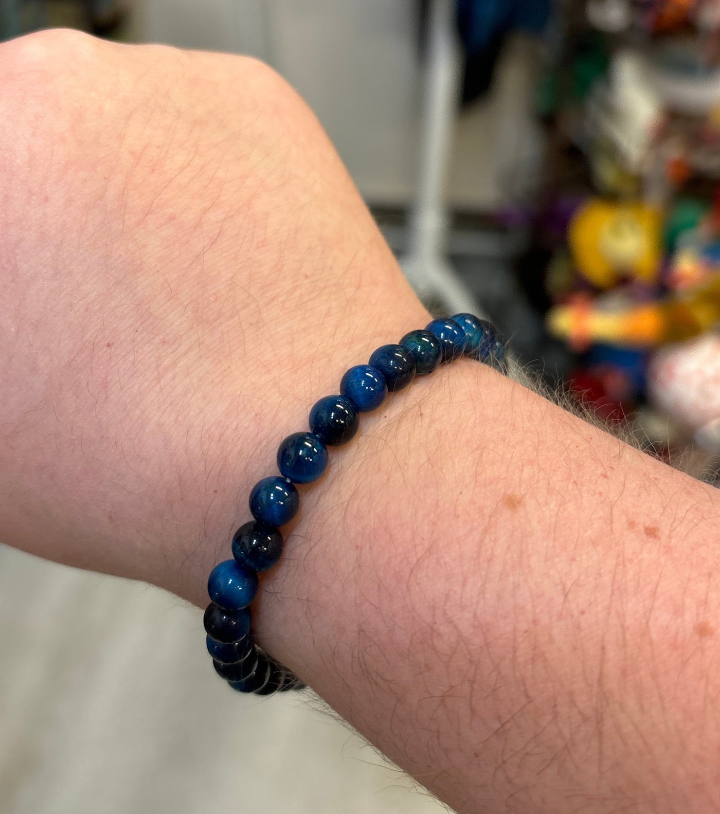 Cat's Eye Blue Stretch Bracelet