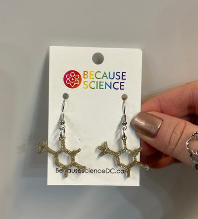 Thymine Molecule - Rainbow Glitter Acrylic Dangle Earrings