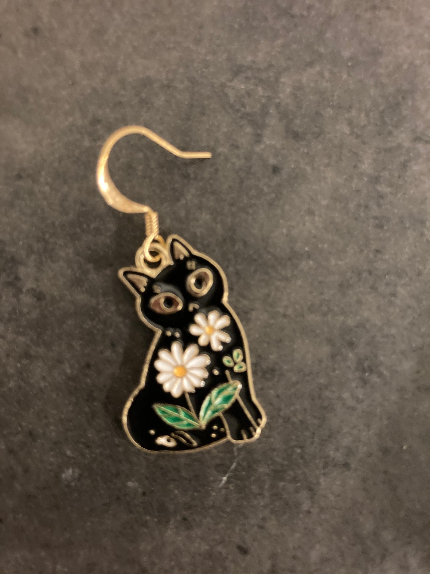 Floral Cat Dangle Earrings