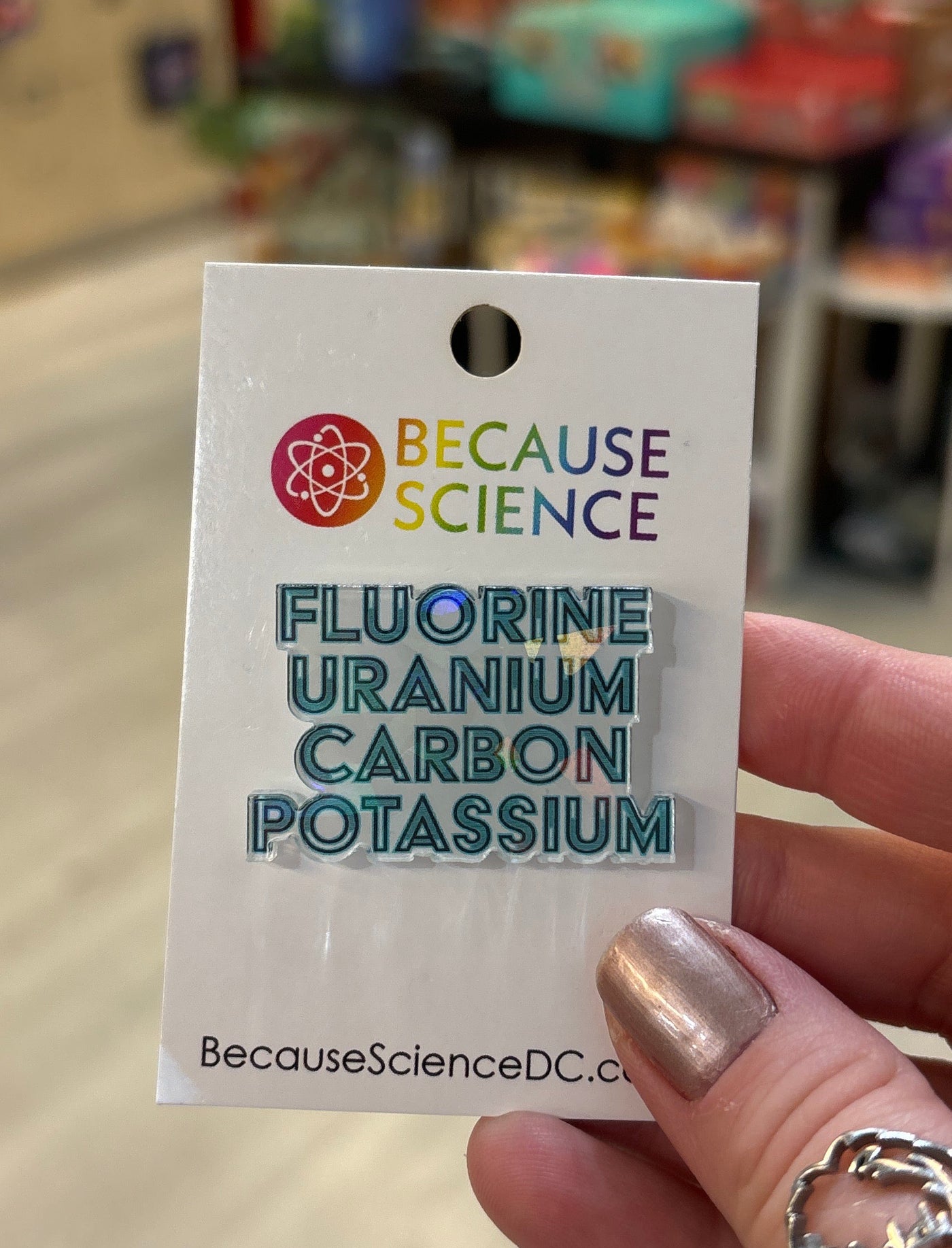 Fluorine Uranium Carbon Potassium - Acrylic Pin