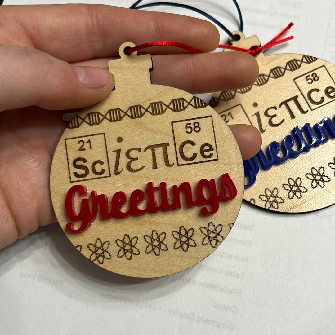 Science Greetings - Wood Ornament