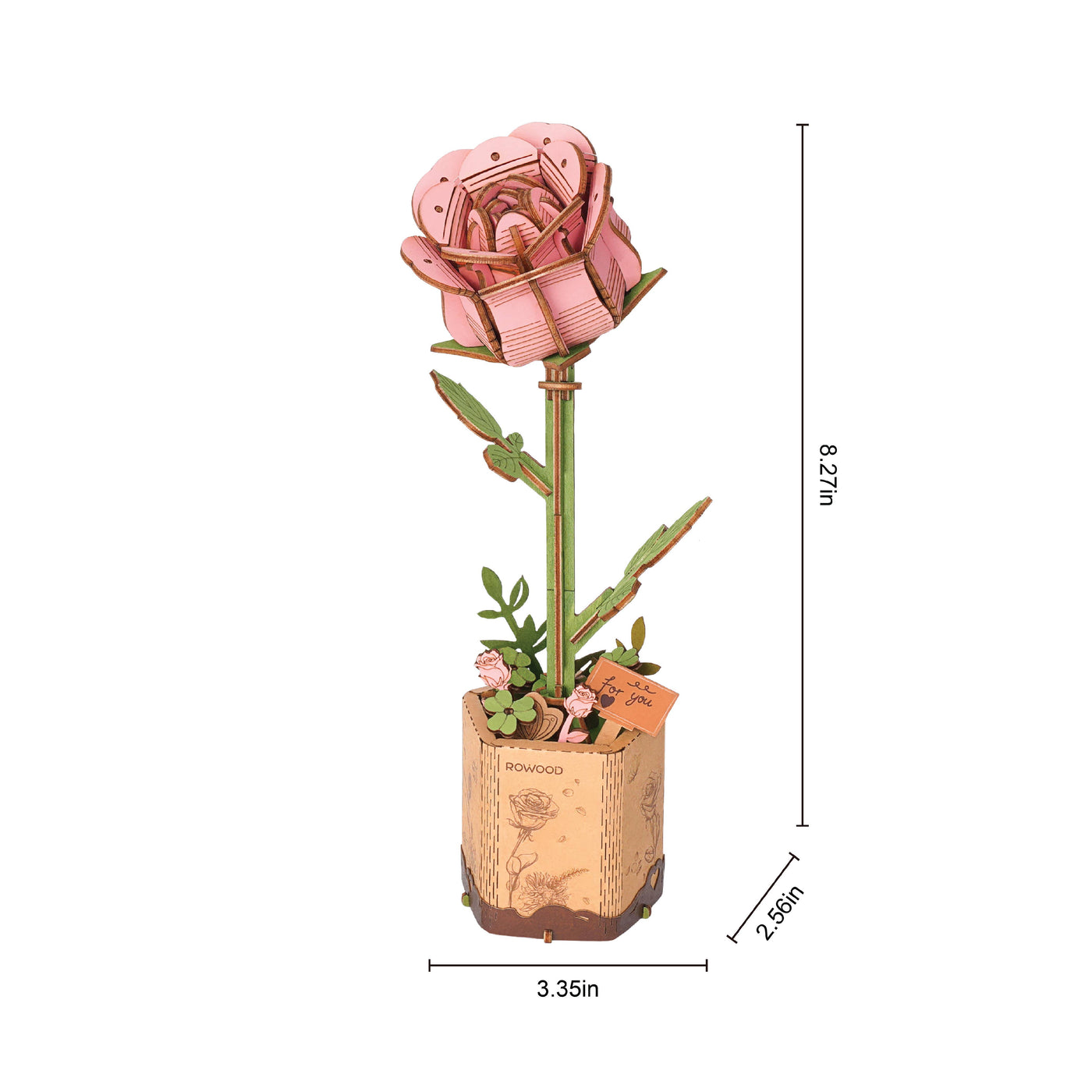 Pink Rose: 3D Wooden Flower Puzzle