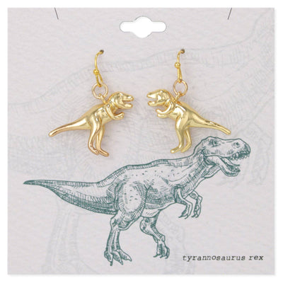 Prehistoric Times Gold Tyrannosaurus Rex Earrings