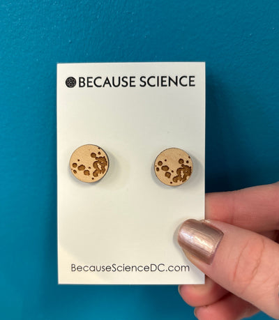 Moon - Wood Post Earrings