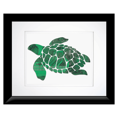 Sea Turtle Circuit Board Art - 11x14