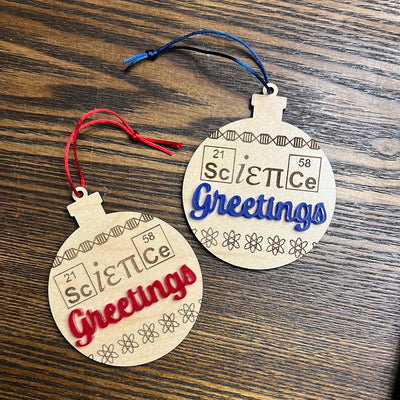 Science Greetings - Wood Ornament