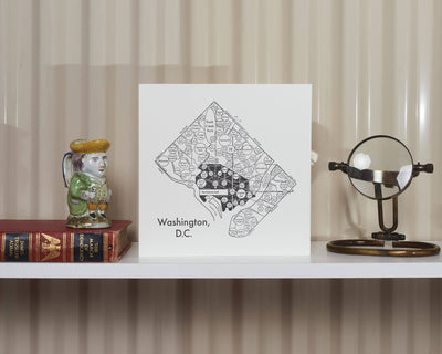 Washington DC Map Letterpress Print: 8" x 8"