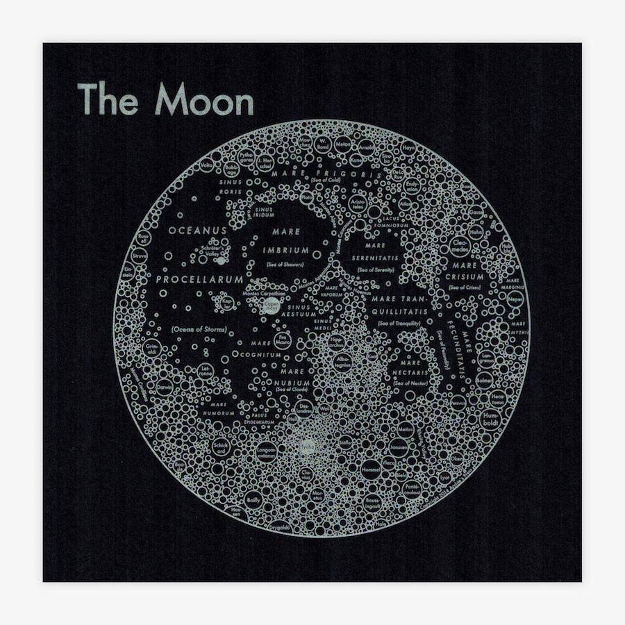 Moon Map Letterpress Print: 8" x 8"