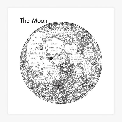 Moon Map Letterpress Print: 8" x 8"