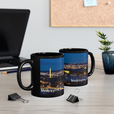 Washington DC Nighttime Skyline - 11oz Black Mug