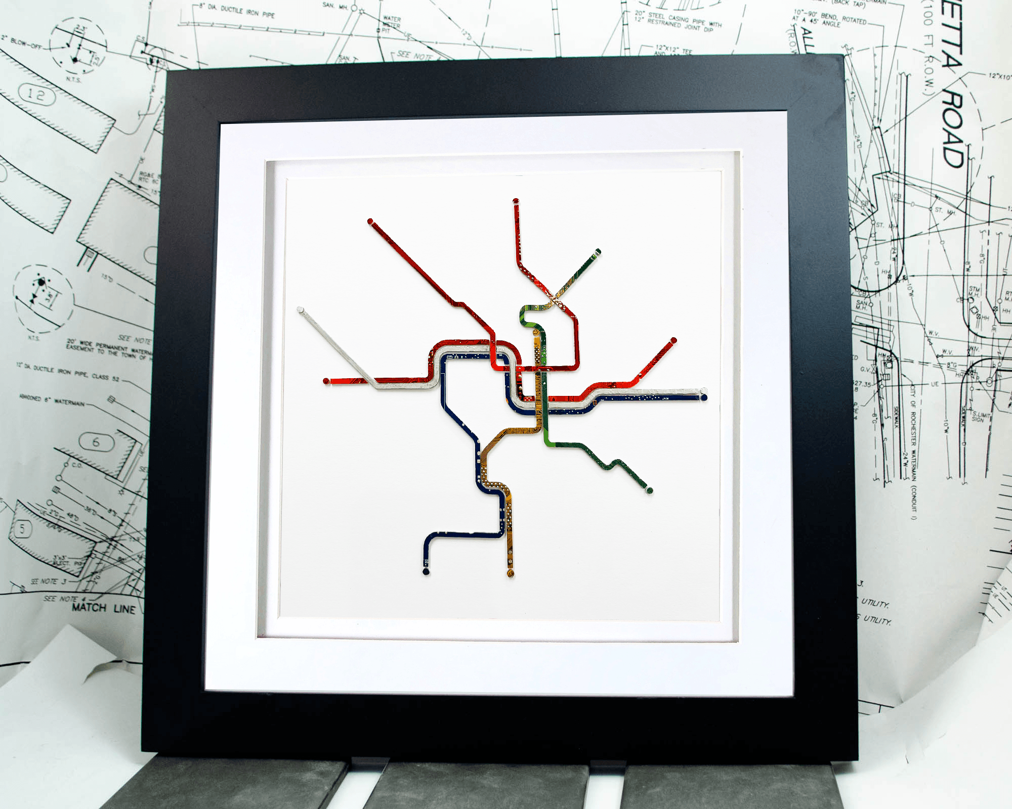 Washington DC Metro Map Circuit Board Art - 18x18 – Because Science