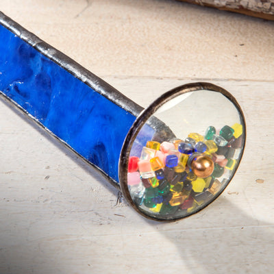 Kaleidoscope Blue Stained Glass Tabletop Decor