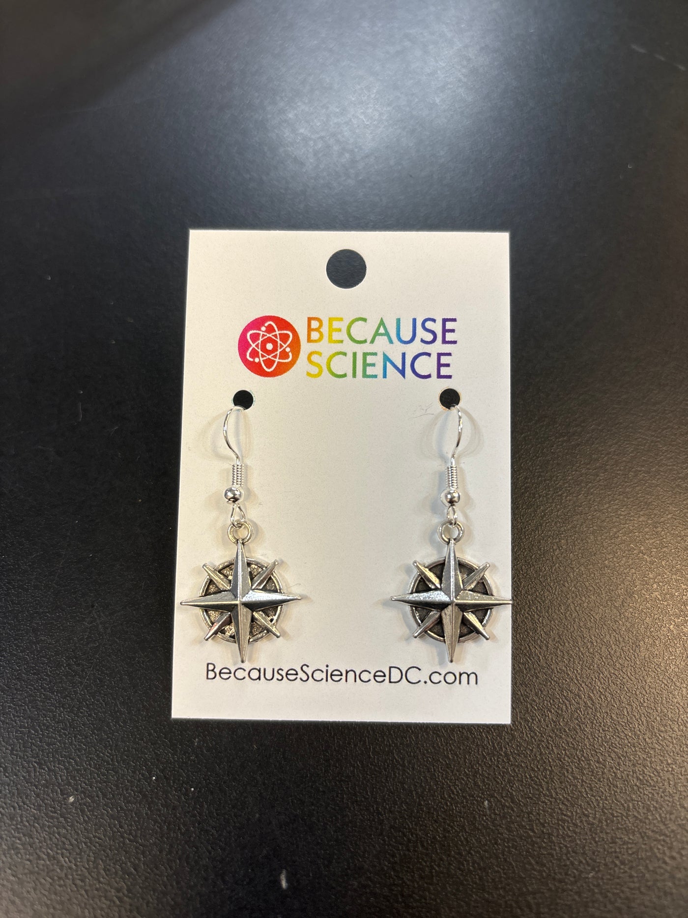 Compass Metal Charm Dangle Earrings