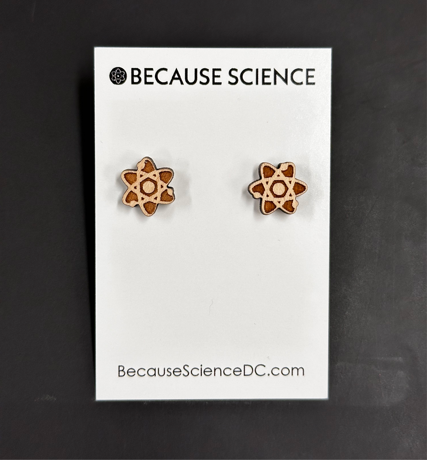 Atom - Wood Post Earrings