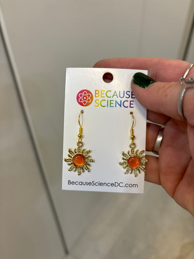 Sun w/ Cat's Eye Dangle Earrings