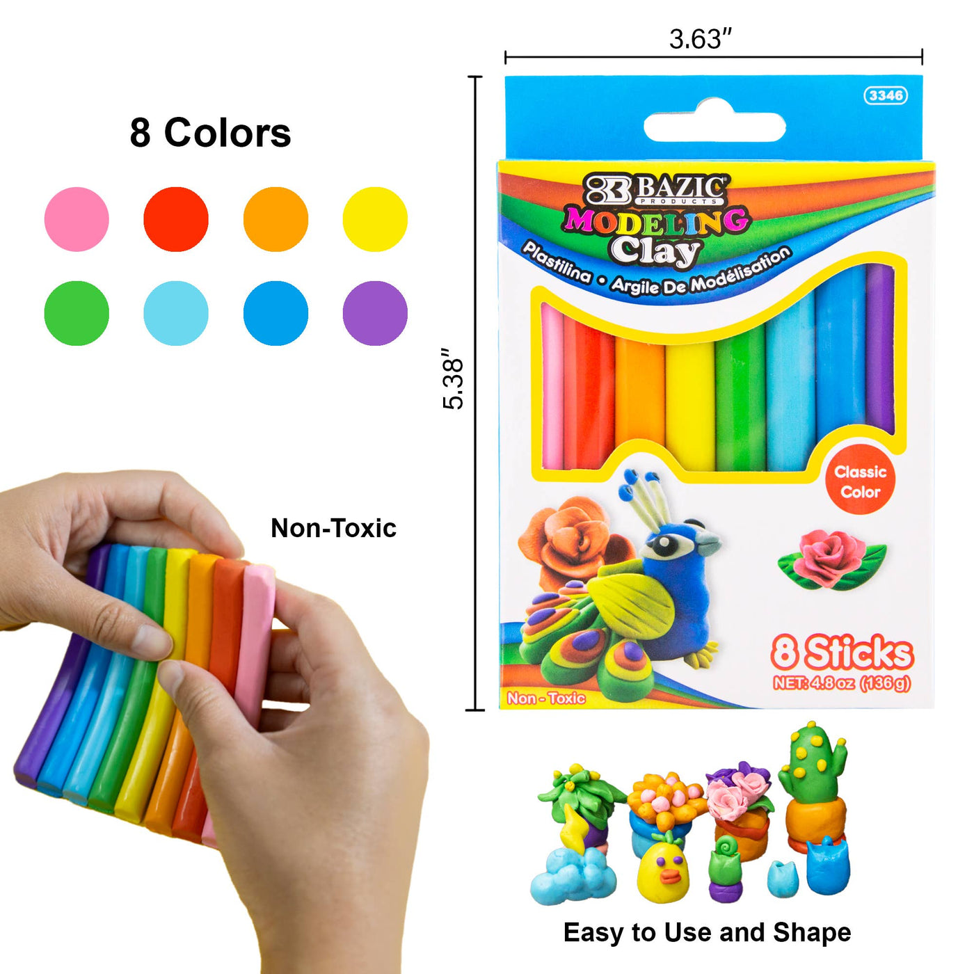 Modeling Clay Sticks 8 Primary Colors (4.8 oz)