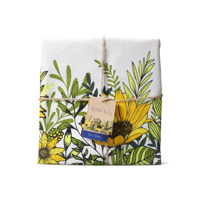 Recycled Cotton Tea Towel Sunflowers Bee Honey