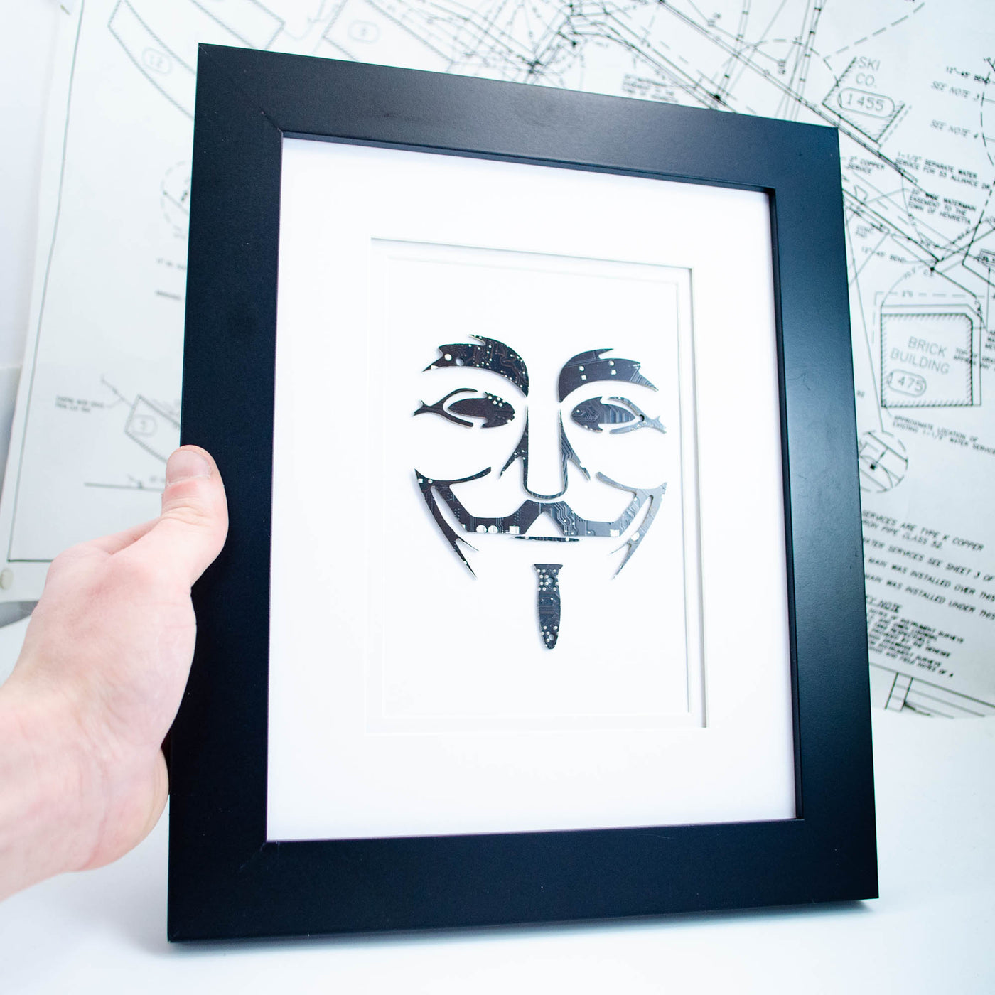 Guy Fawkes Mask Circuit Board Art - 8x10