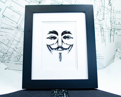 Guy Fawkes Mask Circuit Board Art - 8x10