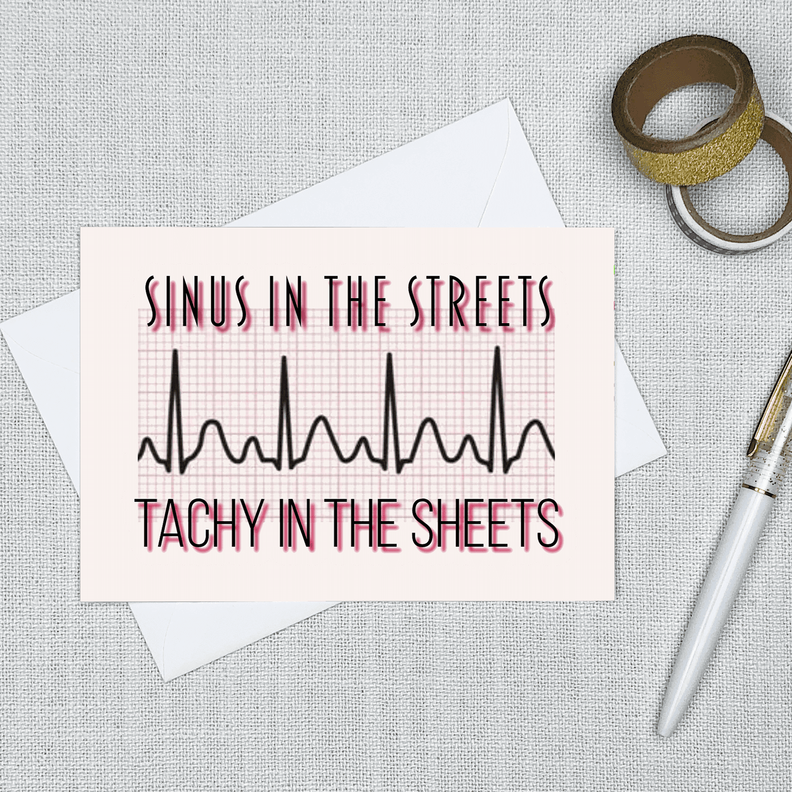 Mathilda Tachy Tachy in the Sheets Greeting Card – Because Science