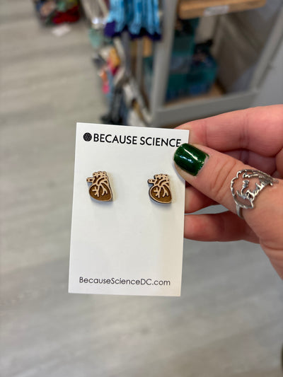 Heart - Wood Post Earrings