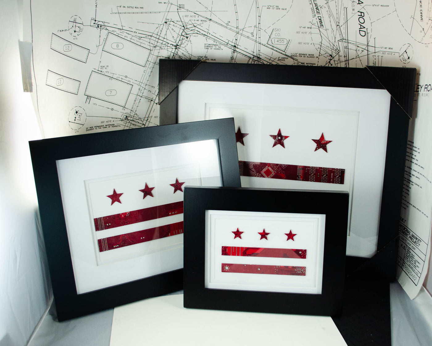 Washington DC Flag Circuit Board Art - 8x10