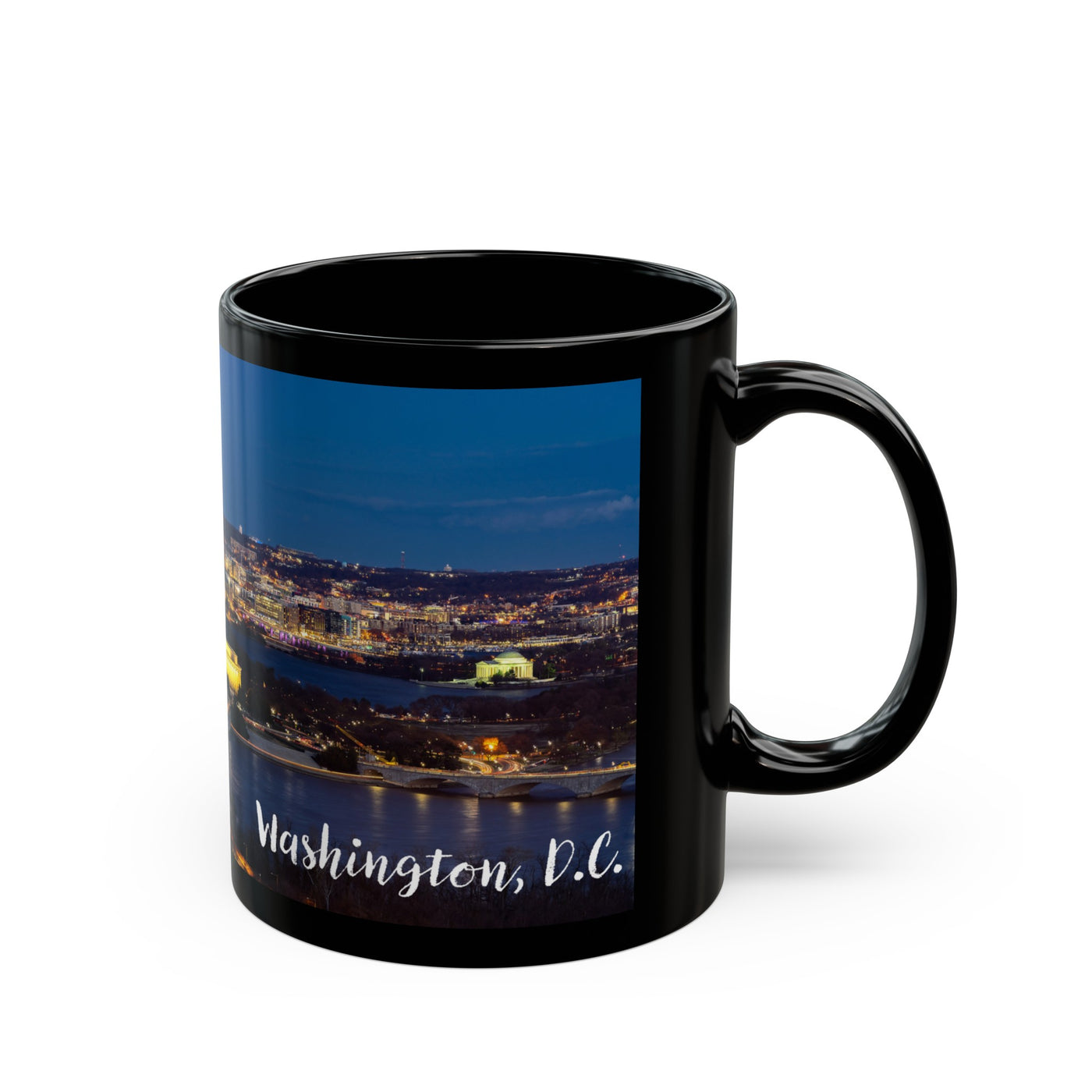 Washington DC Nighttime Skyline - 11oz Black Mug