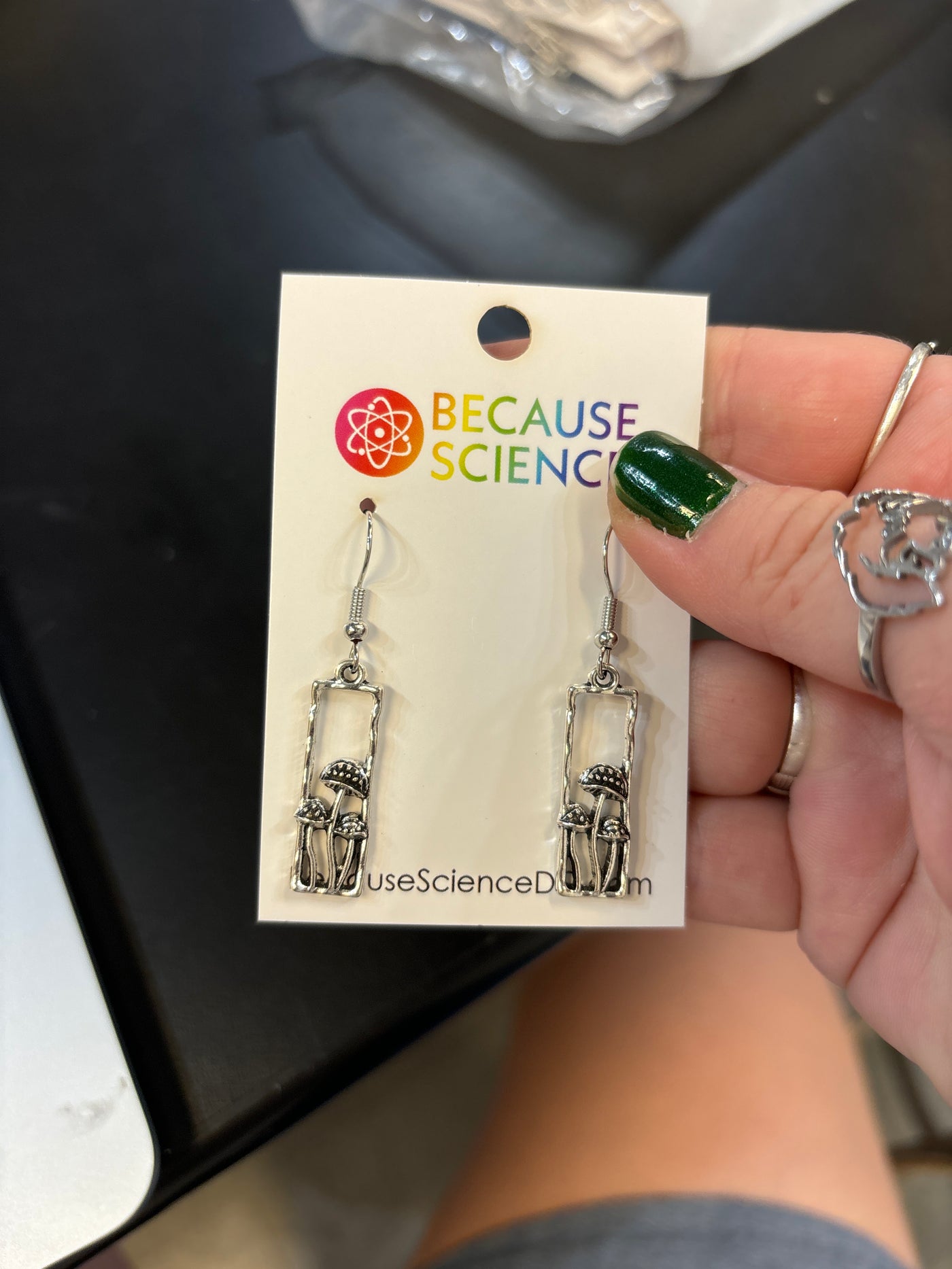 Mushrooms in Rectangle Dangle Earrings