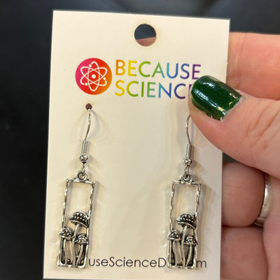 Mushrooms in Rectangle Dangle Earrings