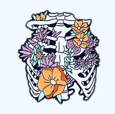Floral Rib Cage Enamel Pin