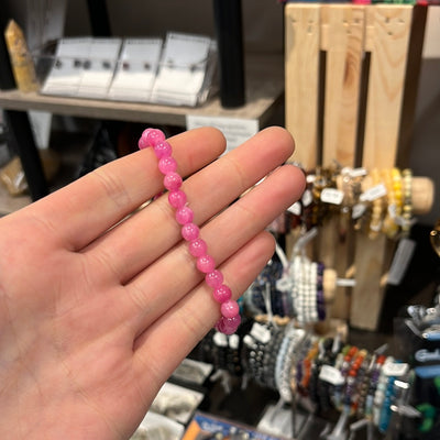 Hot Pink Jade Stretch Bracelet