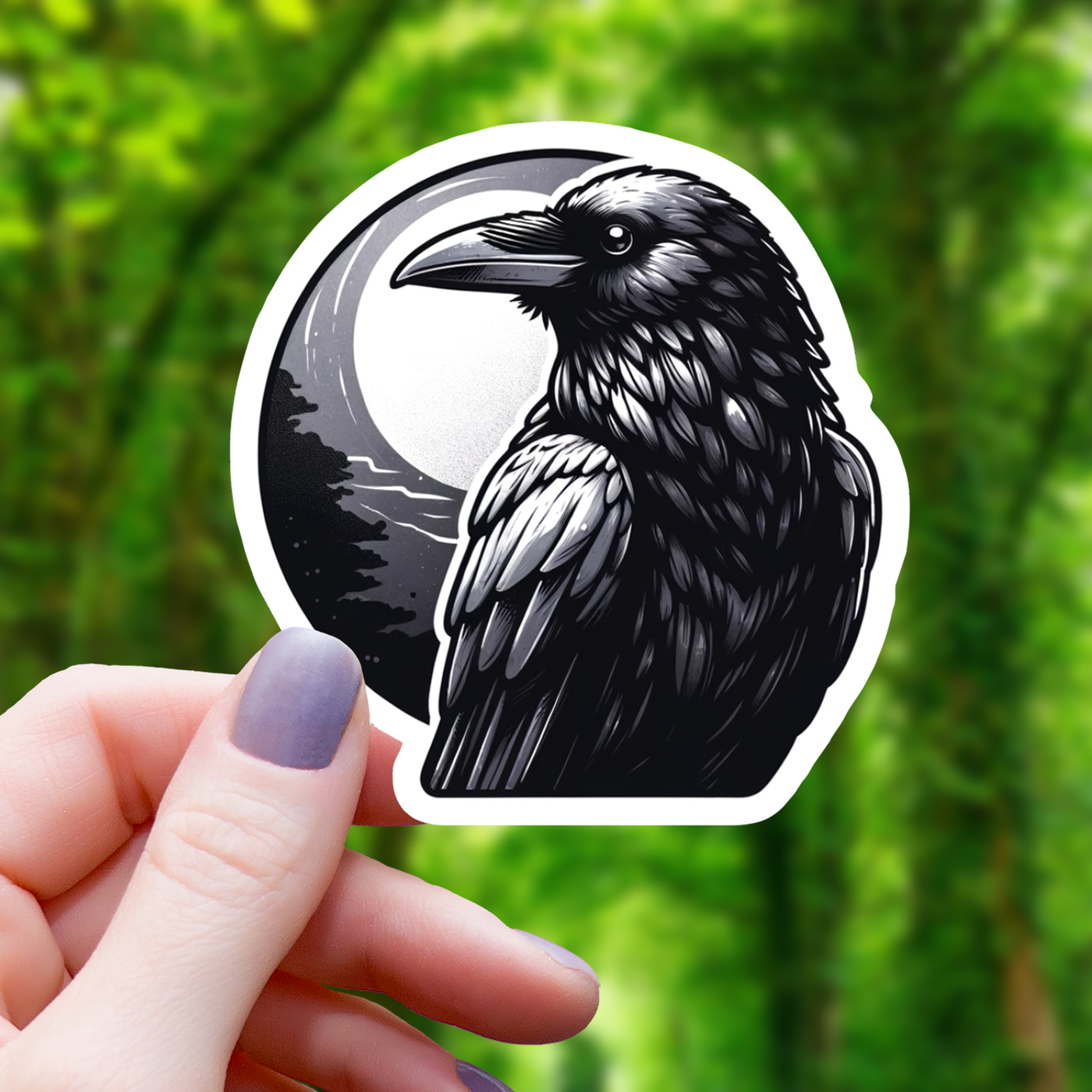 Raven in Moon Sticker