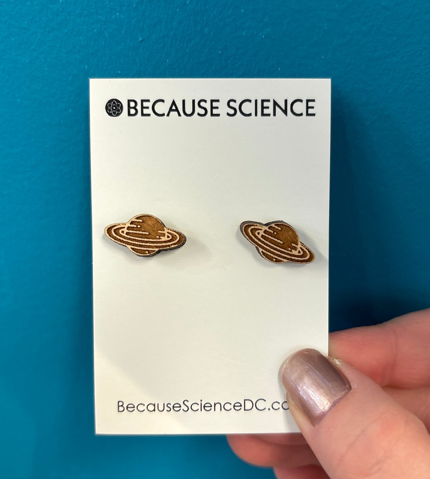 Saturn - Wood Post Earrings