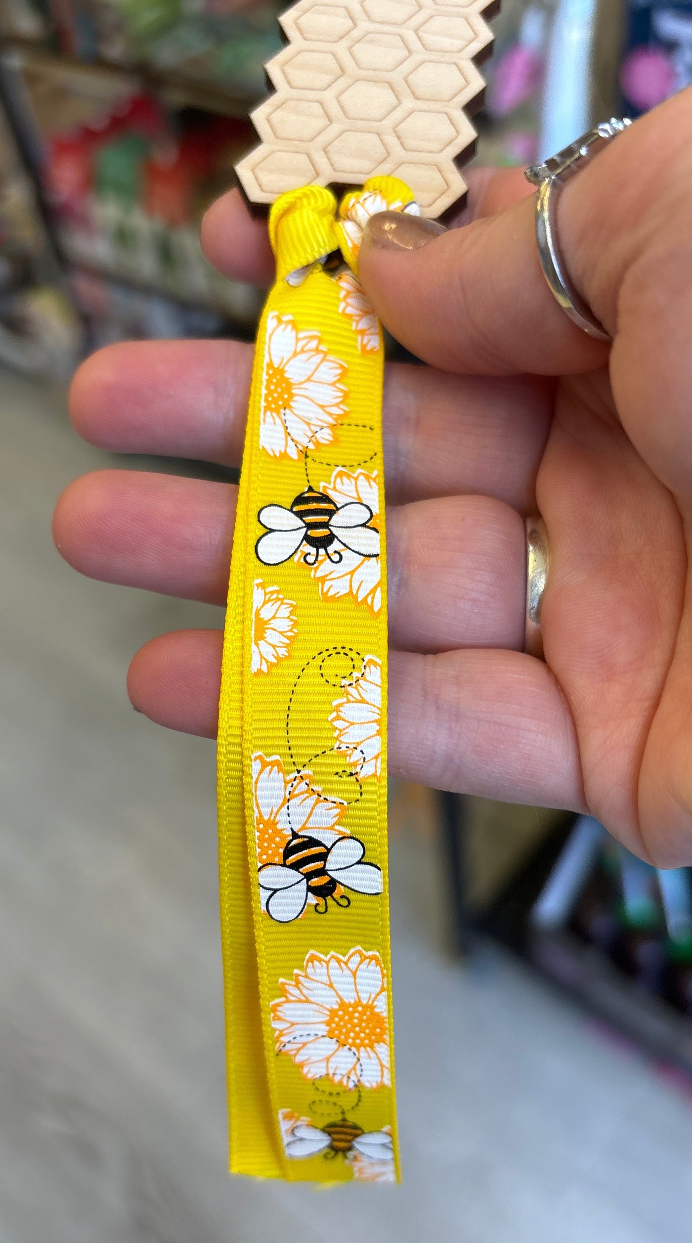 Bee Wooden Bookmark with Ribbon