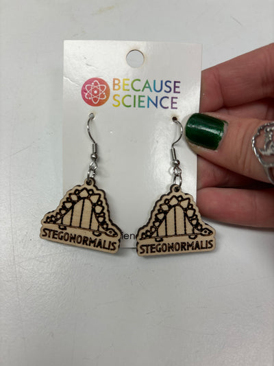Stegonormalis - Wood Dangle Earrings