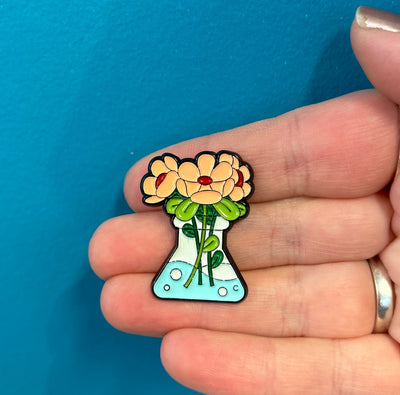 Pink Flowers in a Flask Dangle Earrings