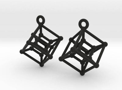 Black Hypercube Earrings