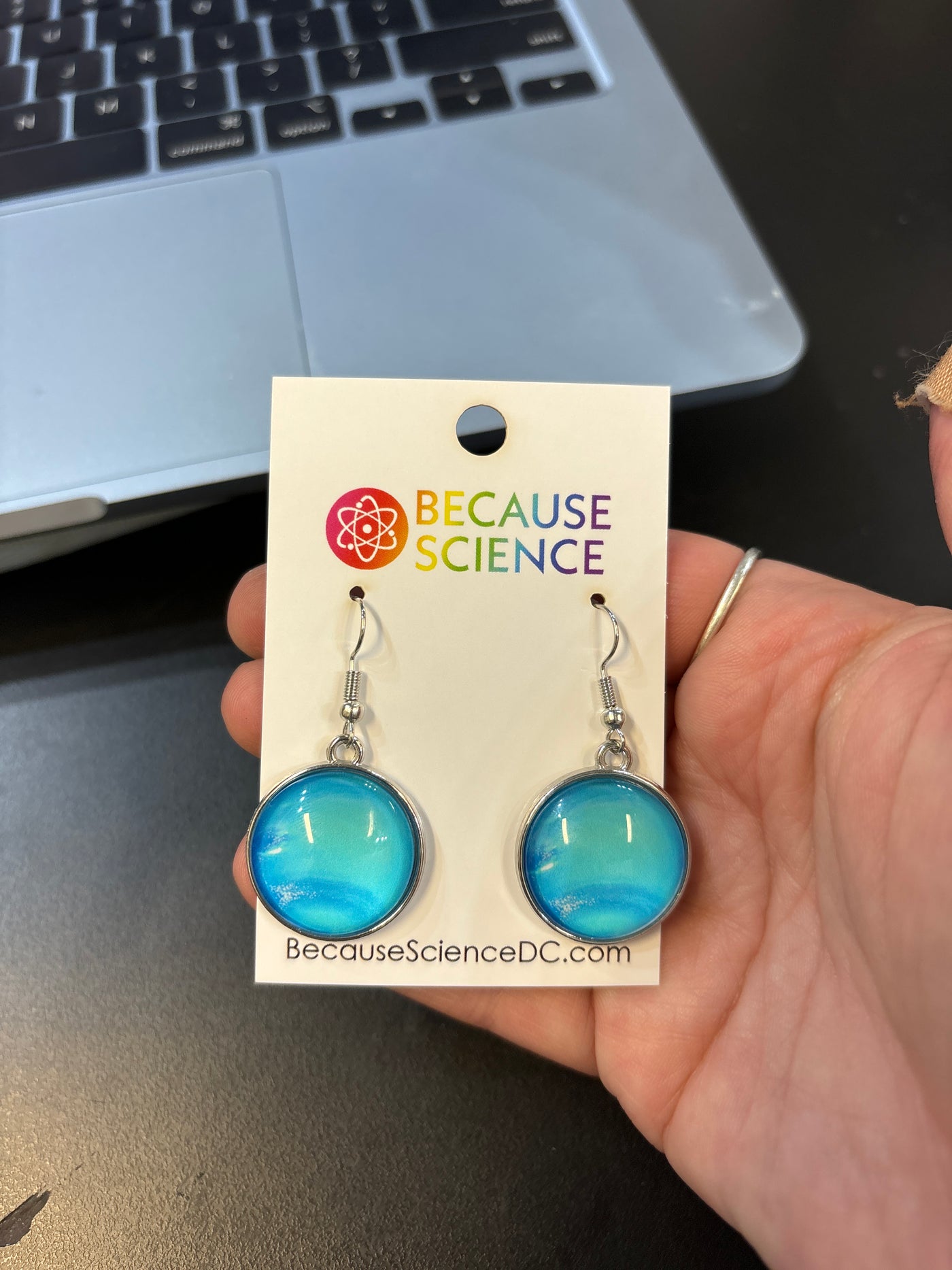Neptune Glass Dome Dangle Earrings