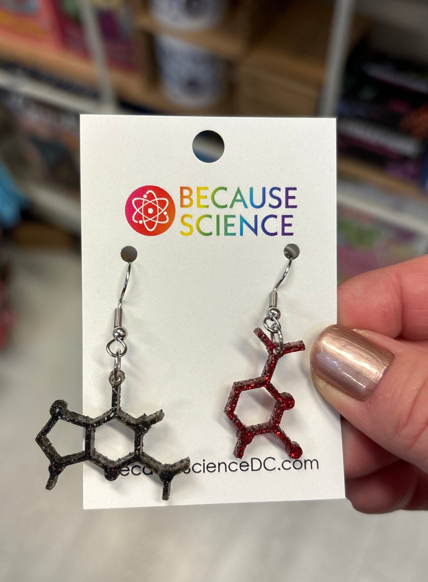 Guanine & Cytosine Molecule - Glitter Acrylic Dangle Earrings
