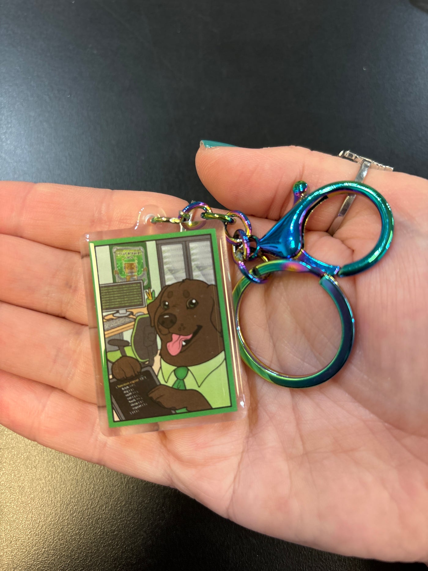 The STEM Dogs: Chocolate Lab Computer Science - Acrylic Keychain