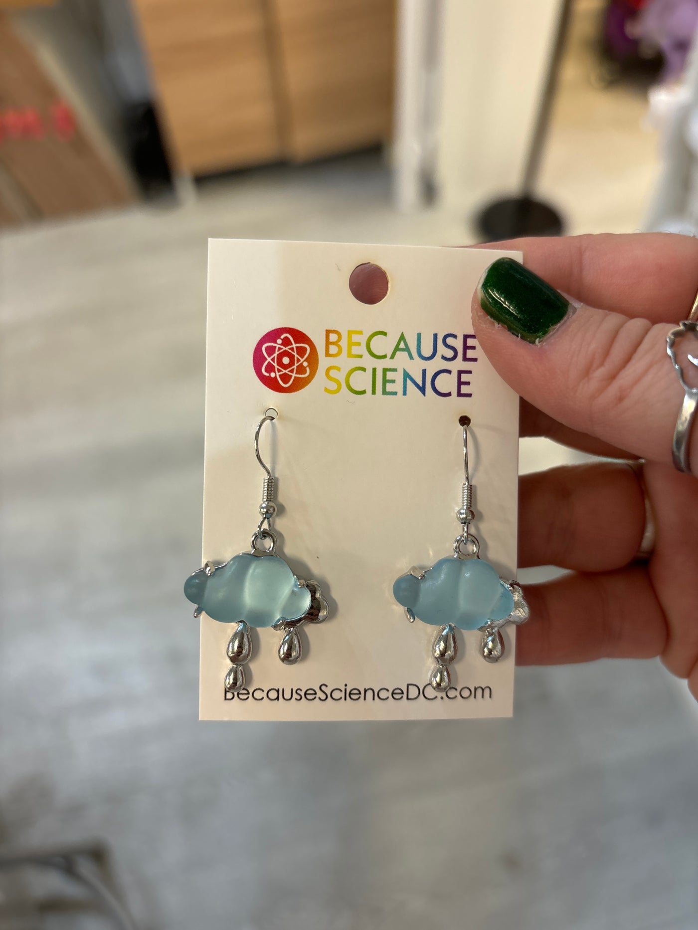 Blue Rain Cloud Dangle Earrings