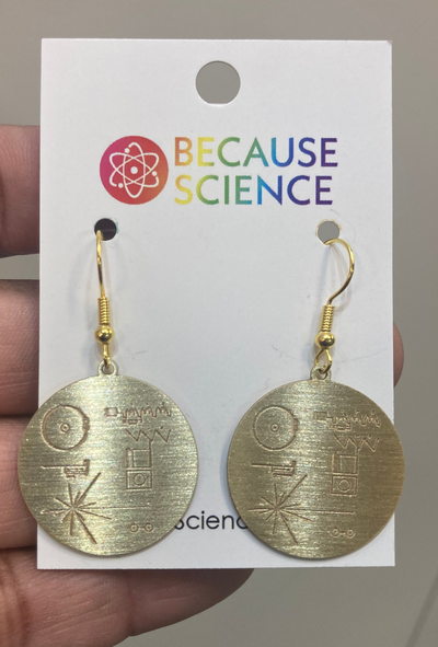Voyager Golden Record - Etched Brass Dangle Earrings
